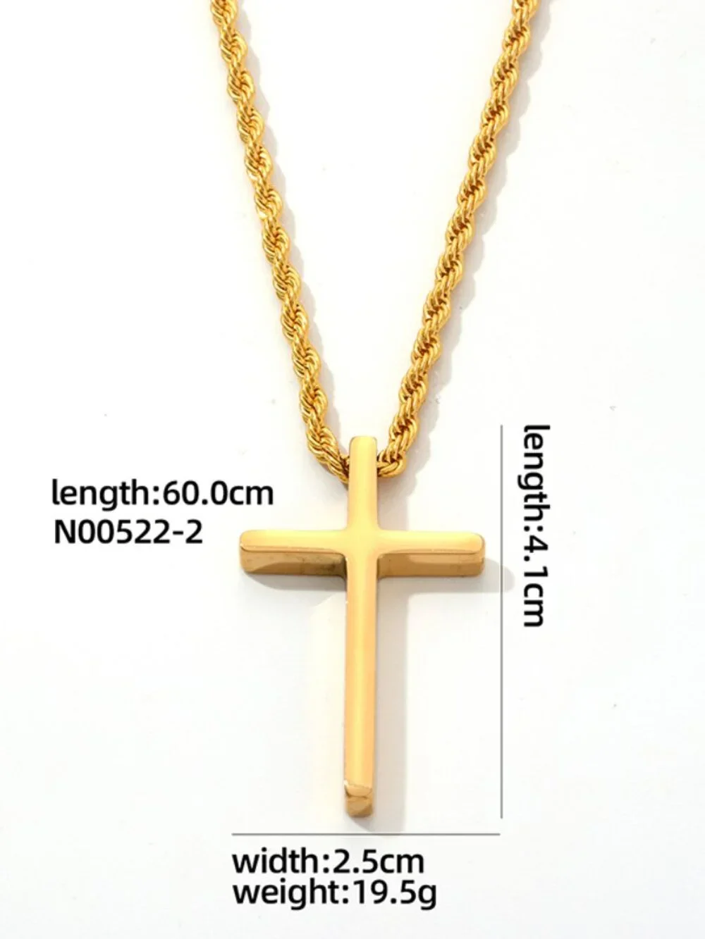 Men’s Stainless Steel Cross Necklace | Gold & Silver Rope Chain Pendant | Faith